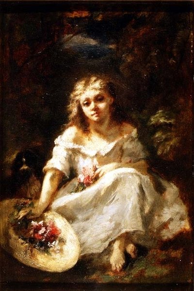 Rapariga com Flores de Narcisse Virgile Diaz de la Peña