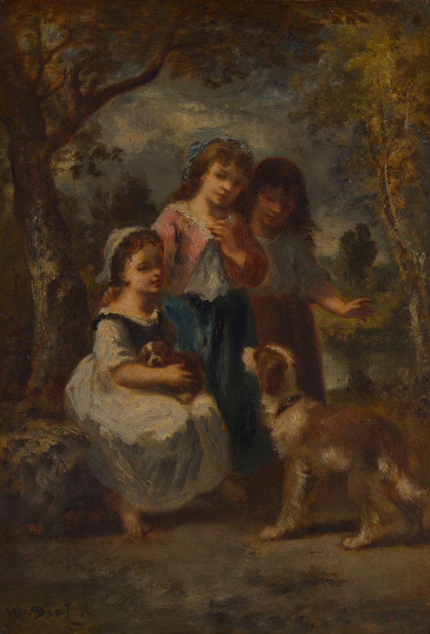 Três meninas de Narcisse Virgile Diaz de la Peña