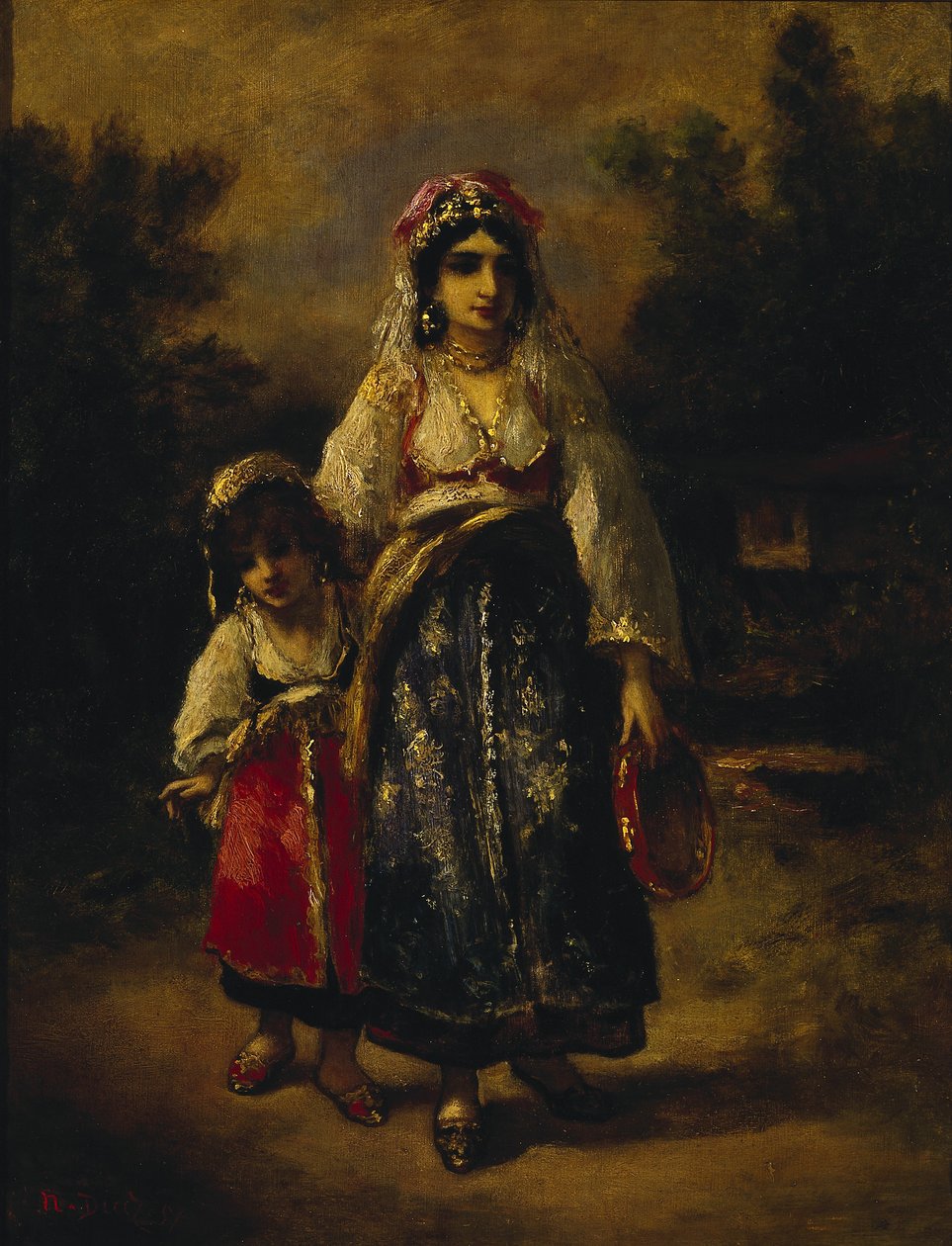 Mulher e menina de Narcisse Virgile Diaz de la Peña