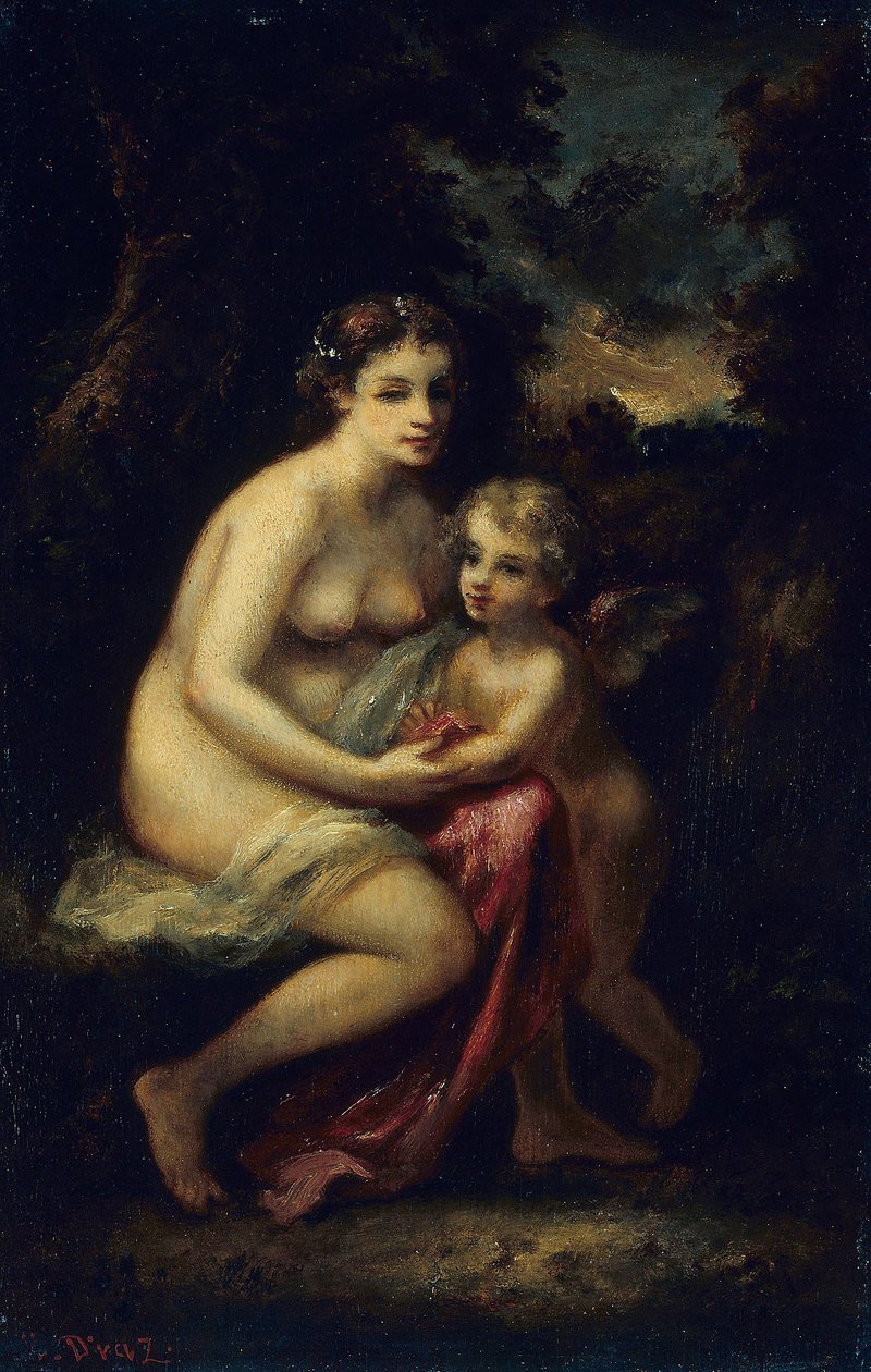 Educação do Cupido, c.1859 (óleo sobre painel) de Narcisse Virgilio Diaz de la Peña