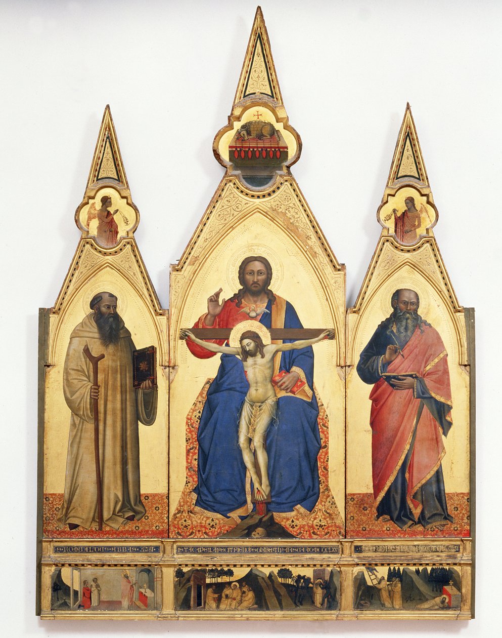 A Santíssima Trindade com São Romualdo e Santo André, 1365 (têmpera no painel) de Nardo di Cione Orcagna