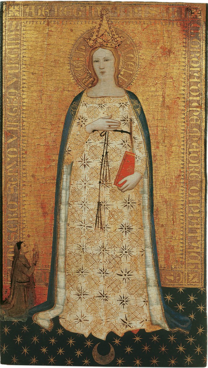 Vierge parturiente, Virgo paritura - Madonna del Parto - Nardo di Cione (activo ca 1346-1365). Tempera no painel de Nardo di Cione Orcagna