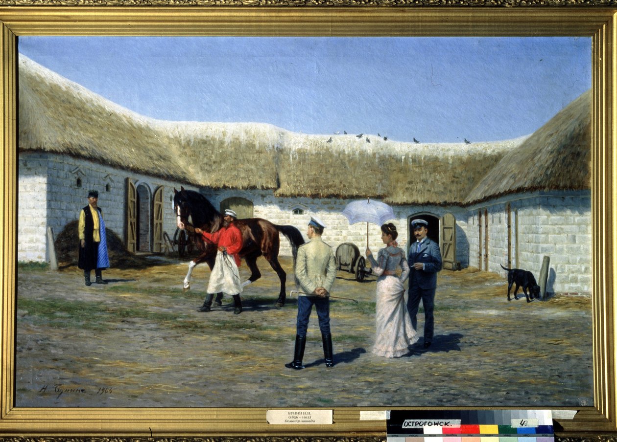 Criador de cavalos. Pintura de Narkis Nikolaevich Bunin (1856-1912). Óleo sobre tela, 80 x 125 cm de Narkis Nikolaevich Bunin