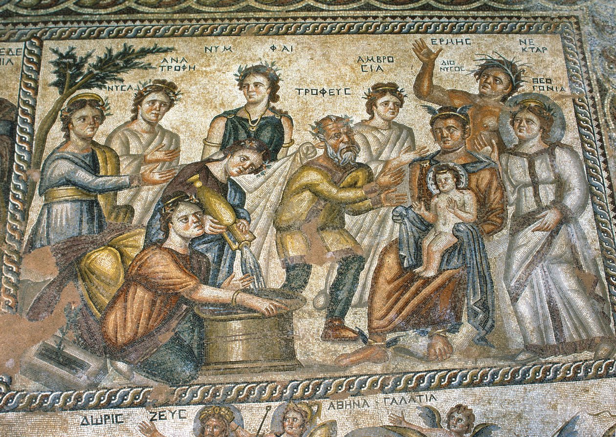 Mosaico romano na villa Casa de Aion de Nathan Benn