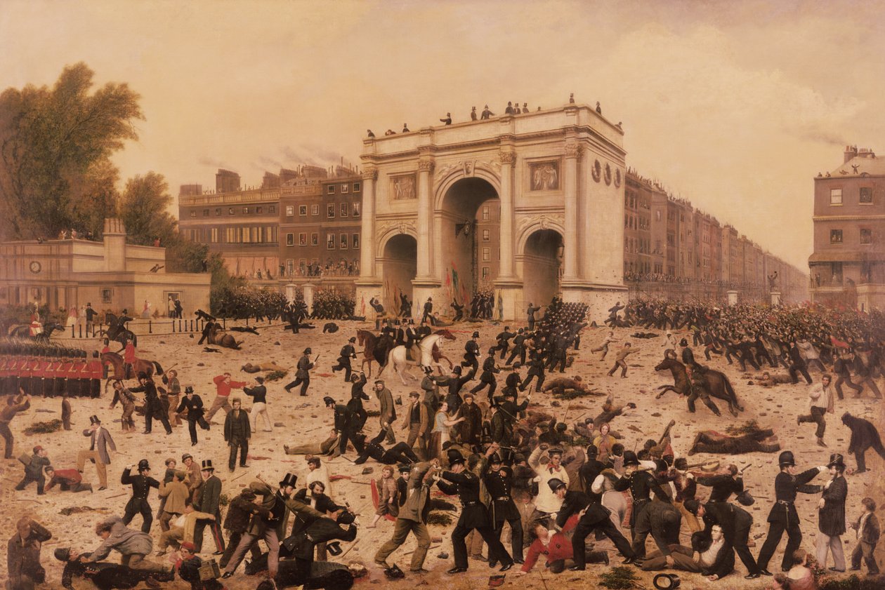 Tumultos de Sufrágio de Masculinidade em Hyde Park, 1866 de Nathan Hughes