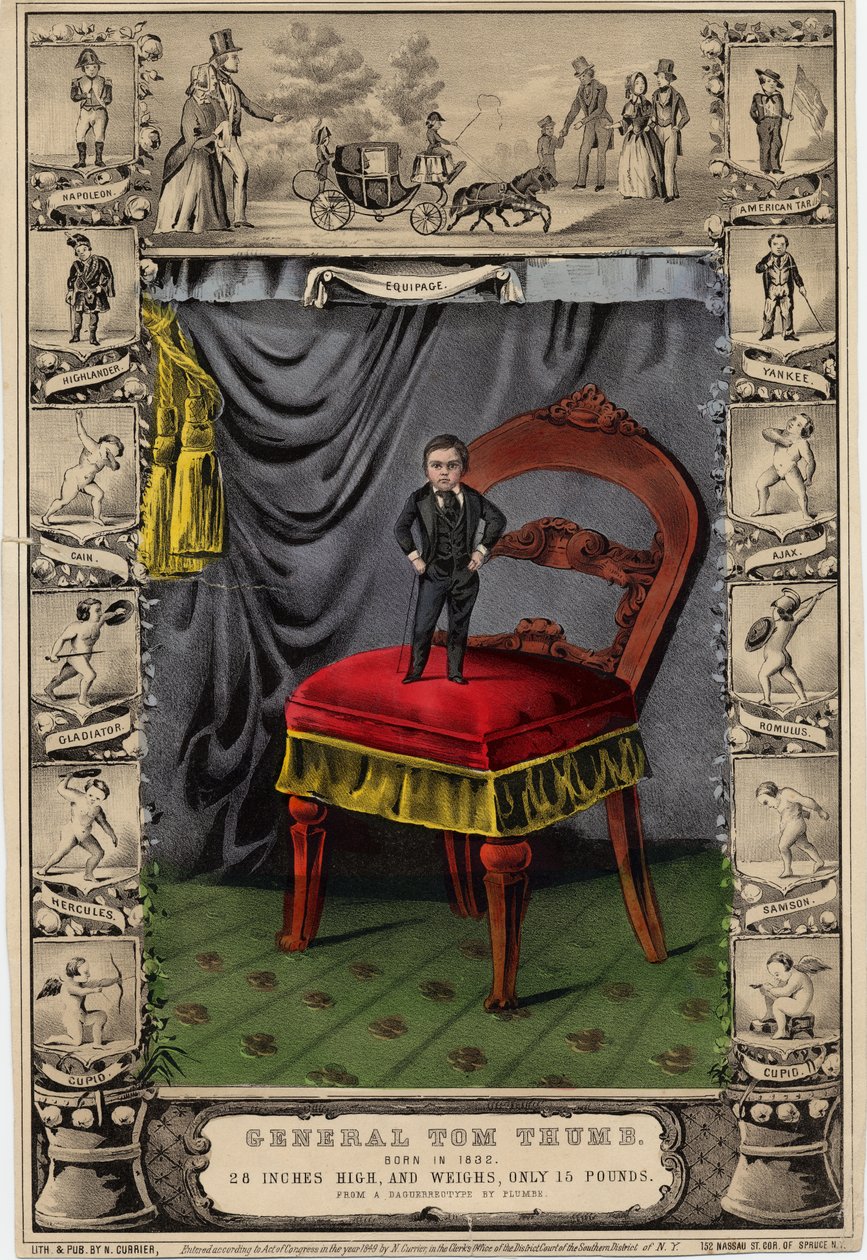 General Tom Thumb, publicado por N. Currier, Nova York, de um daguerreótipo de Plumbe, 1849 de Nathaniel Currier