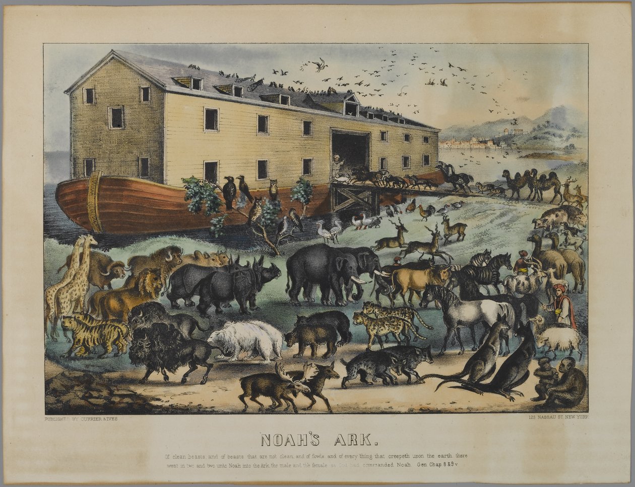 Arca de Noé (litografia colorida à mão) de Nathaniel Currier