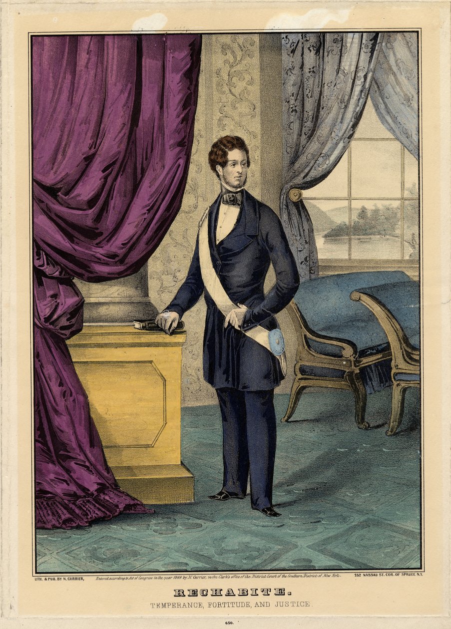 Rechabite: Temperança, Fortitude e Justiça, 1849 de Nathaniel Currier
