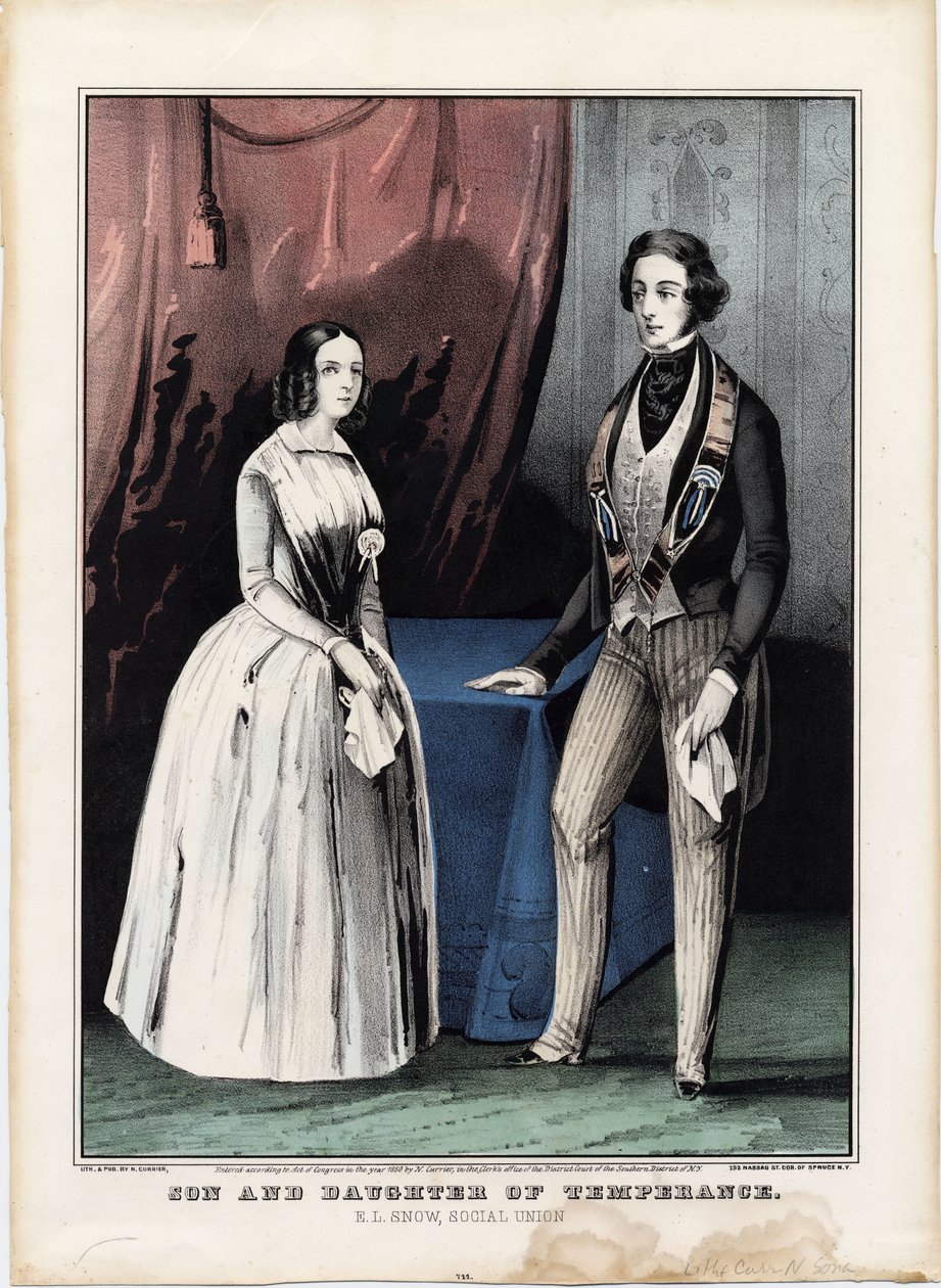 Filho e filha da temperança: EL Snow, Social Union, 1850 de Nathaniel Currier