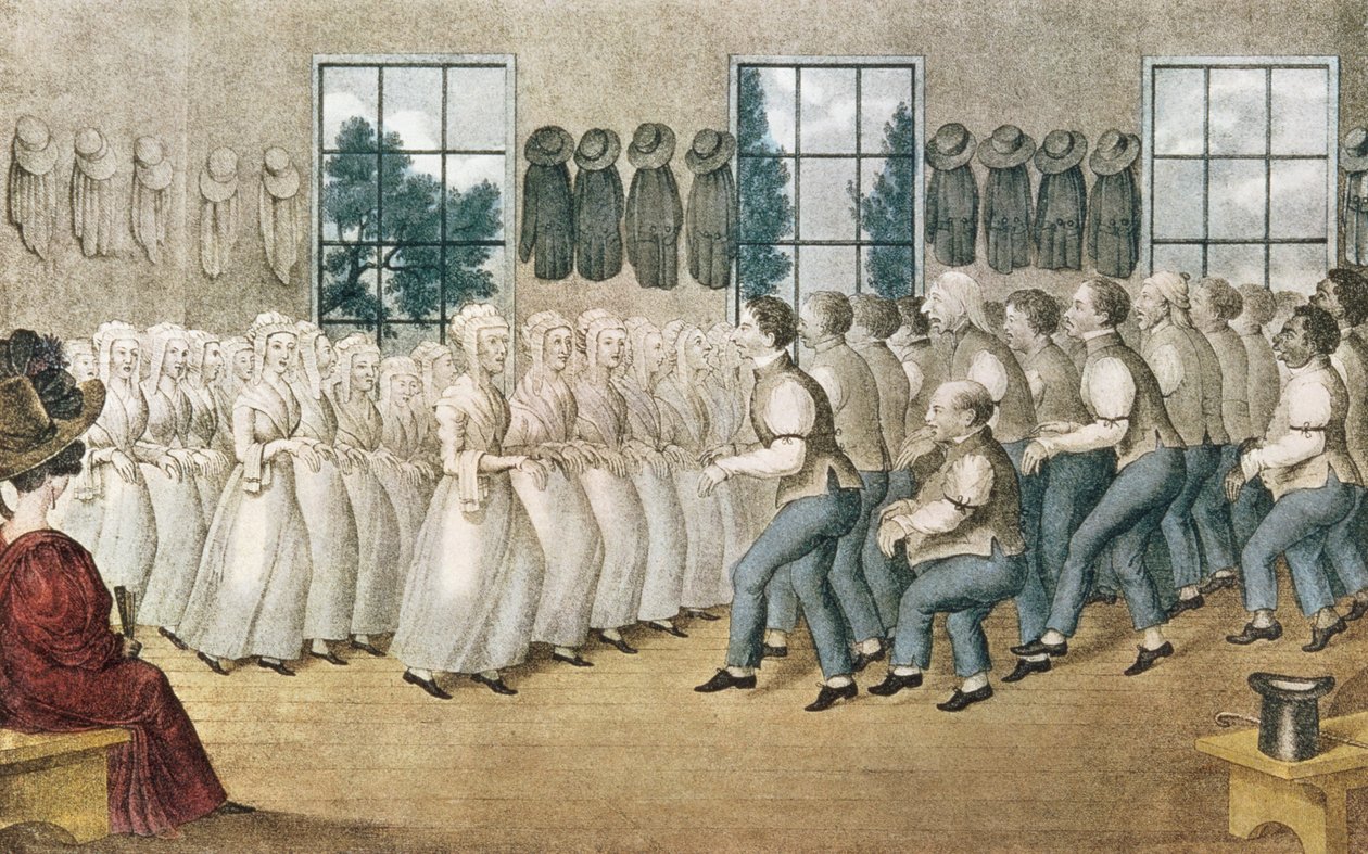 The Shakers near Lebanon, publicado por Currier und Ives, Nova York de Nathaniel Currier