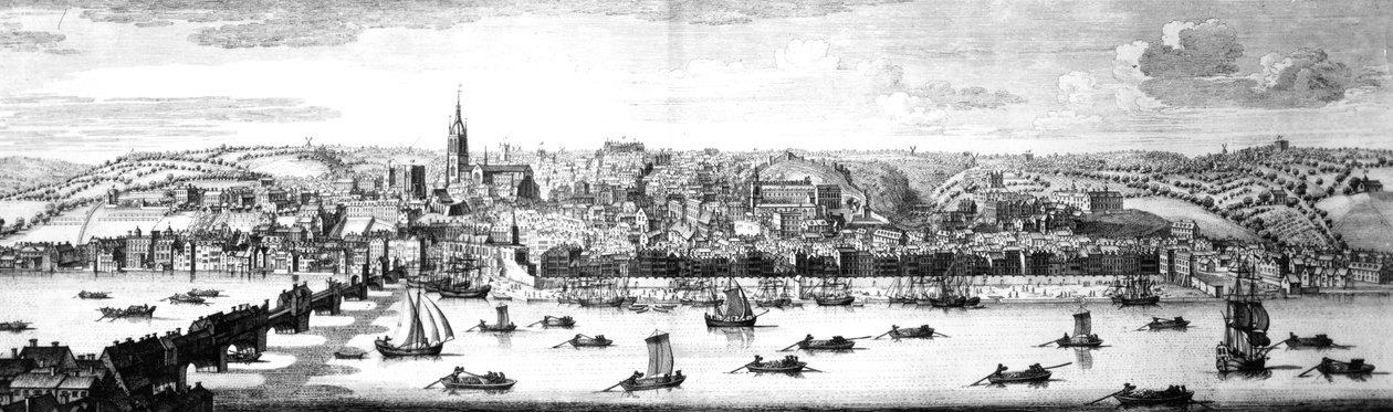 A perspectiva do sudeste de Newcastle Upon Tyne, 1745 de Nathaniel and Samuel Buck