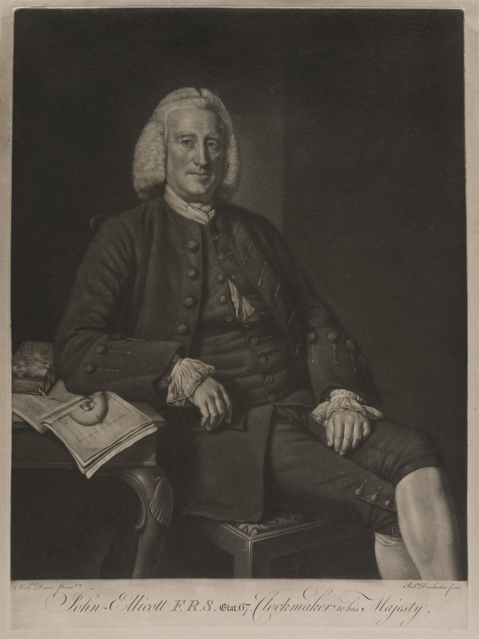 Retrato de John Ellicott F.R.S. (gravura) de Nathaniel (after) Dance Holland