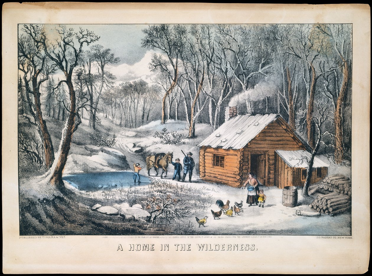 A Home in the Wilderness, 1870., 1870. Criadores: Nathaniel Currier, James Merritt Ives, Currier e Ives. de Currier and Ives