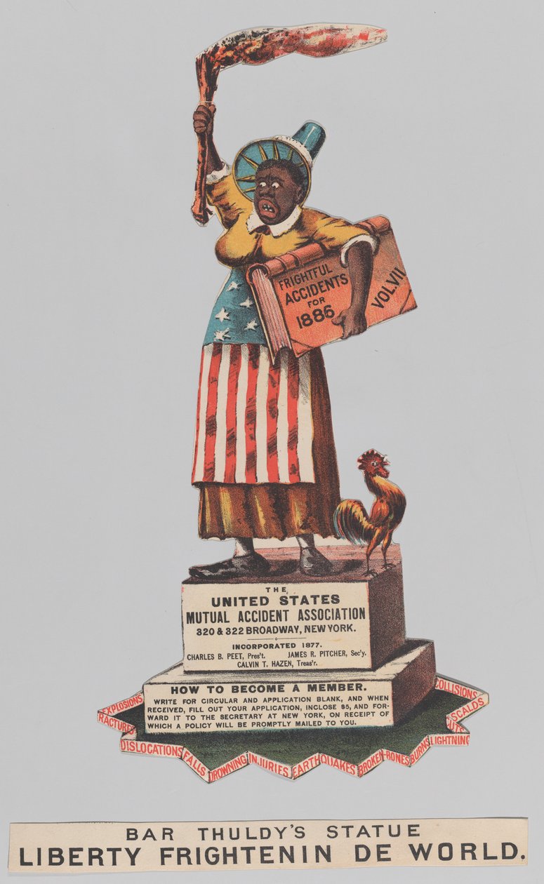 Estátua do Bar Thuldy: Liberty Frightenin de World, 1886., 1886. Criadores: Nathaniel Currier, James Merritt Ives, Currier e Ives. de Currier and Ives