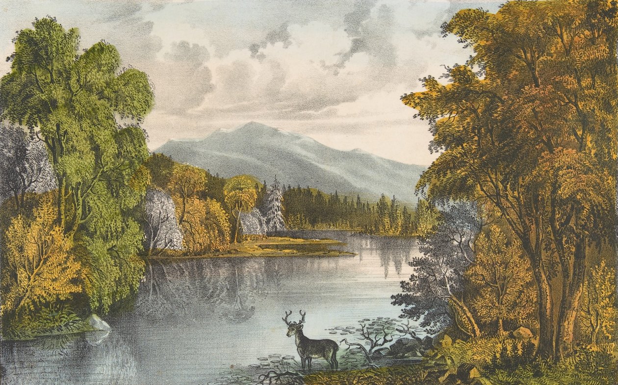 Lago Moosehead, Maine, 1857-72., 1857-72. Criadores: Nathaniel Currier, James Merritt Ives, Currier e Ives. de Currier and Ives