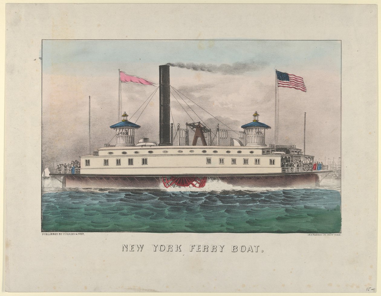 Ferry Boat de Nova York, ca. 1860-65., c. 1860-65. Criadores: Nathaniel Currier, James Merritt Ives, Currier e Ives. de Currier and Ives