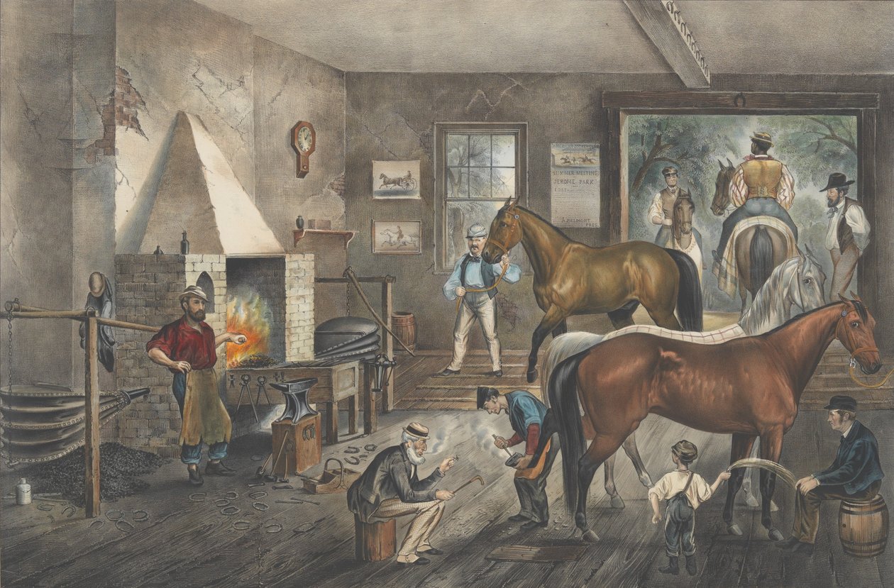 Rachaduras trotando na Forja, 1869., 1869. Criadores: Nathaniel Currier, James Merritt Ives, Currier e Ives. de Currier and Ives