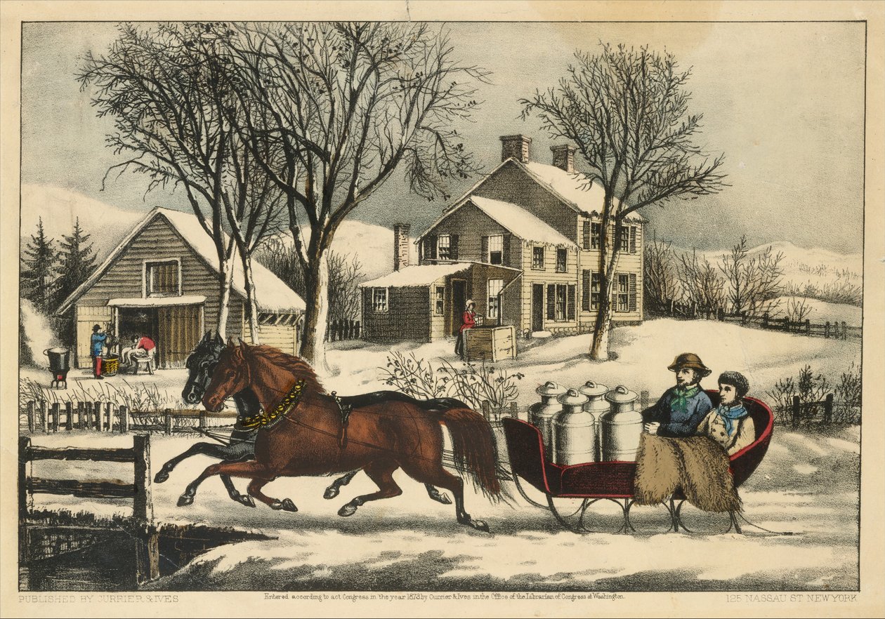Manhã de inverno no campo, 1873., 1873. Criadores: Nathaniel Currier, James Merritt Ives, Currier e Ives. de Currier and Ives