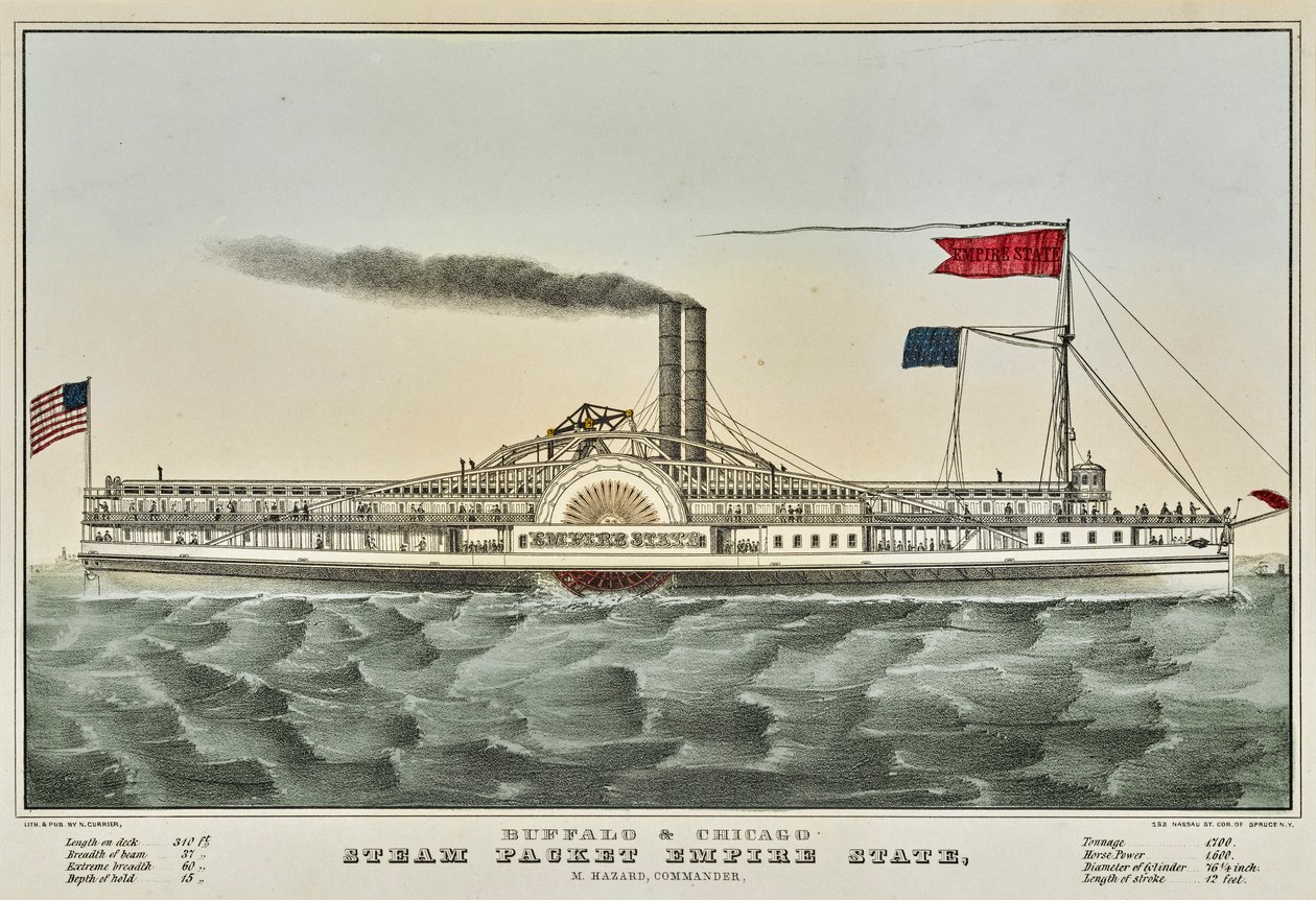 Pacote de Vapor de Búfalo e Chicago de Nathaniel Currier