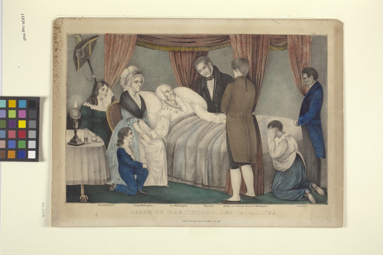 Morte de Washington (litografia colorida à mão) de Nathaniel Currier
