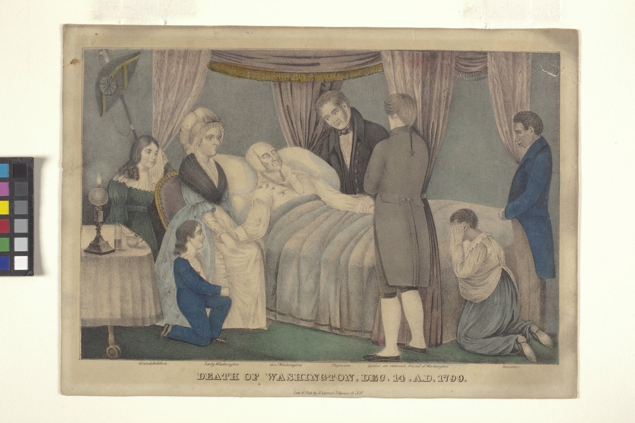 Morte de Washington (litografia colorida à mão) de Nathaniel Currier