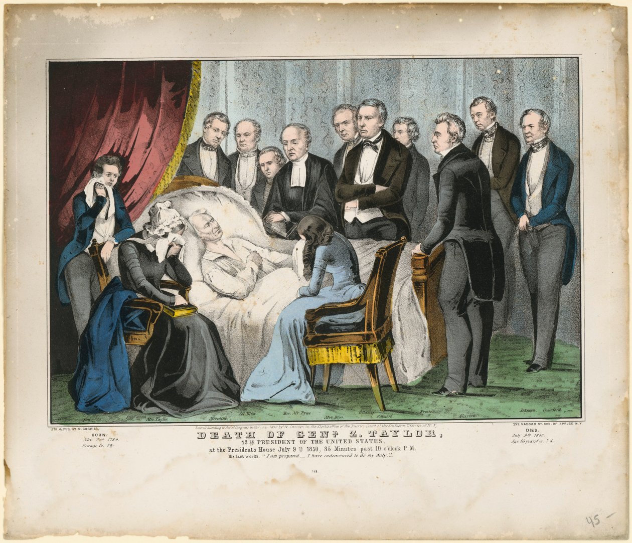 Morte do general Zachary Taylor de Nathaniel Currier
