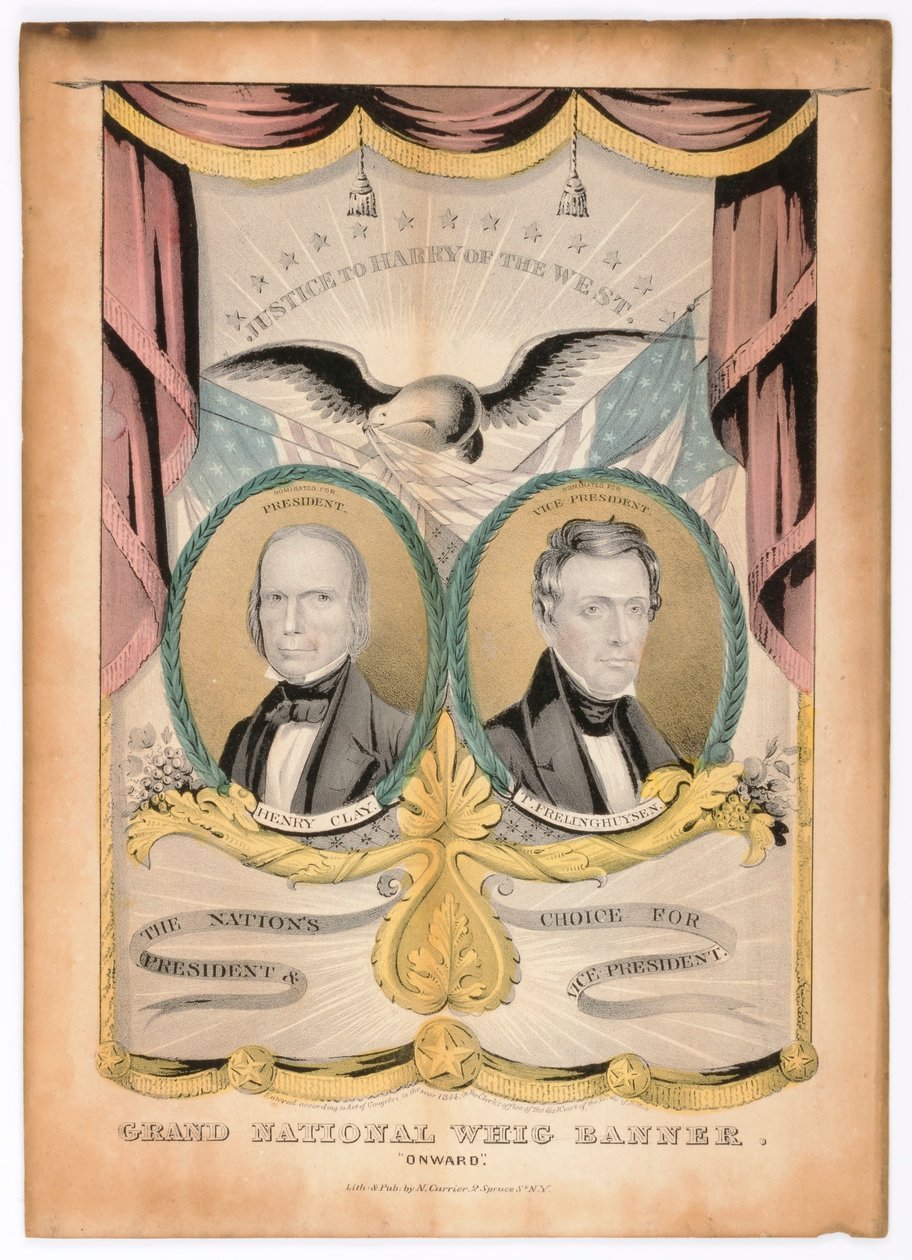 Estandarte do Grande Nacional Whig, "Avante" de Nathaniel Currier