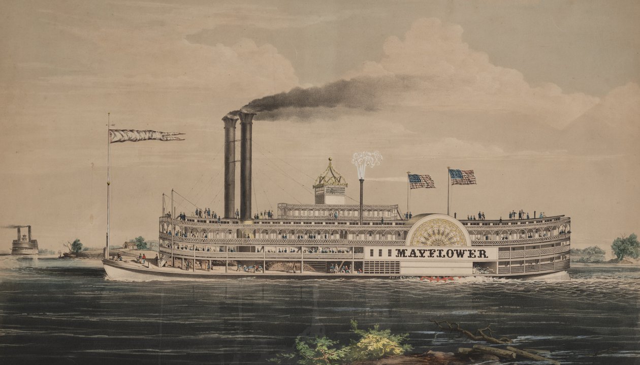 Mayflower barco a vapor de alta pressão de Nathaniel Currier