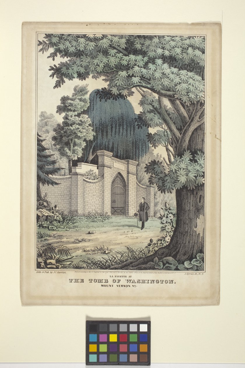 Lafayette At The Tomb Of Washington (litografia colorida à mão) de Nathaniel Currier