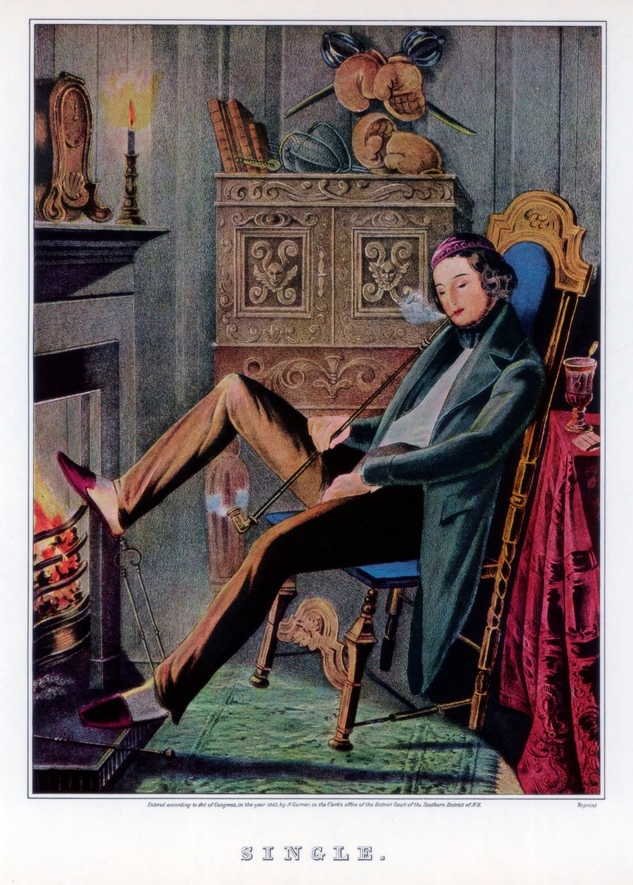 Solteiro, 1845. de Nathaniel Currier
