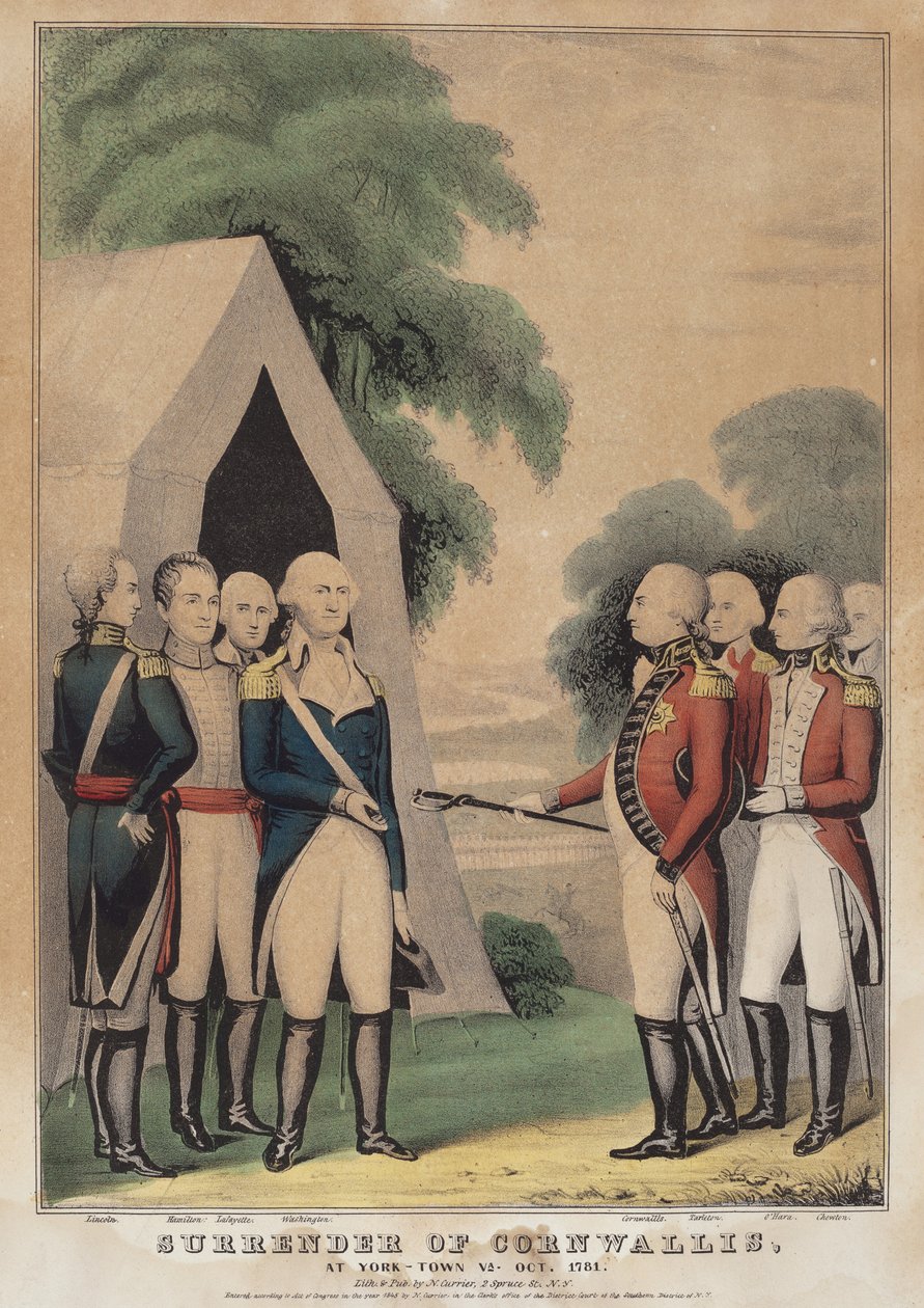 Rendição de Cornwallis: em York-Town Va. outubro de 1781 de Nathaniel Currier