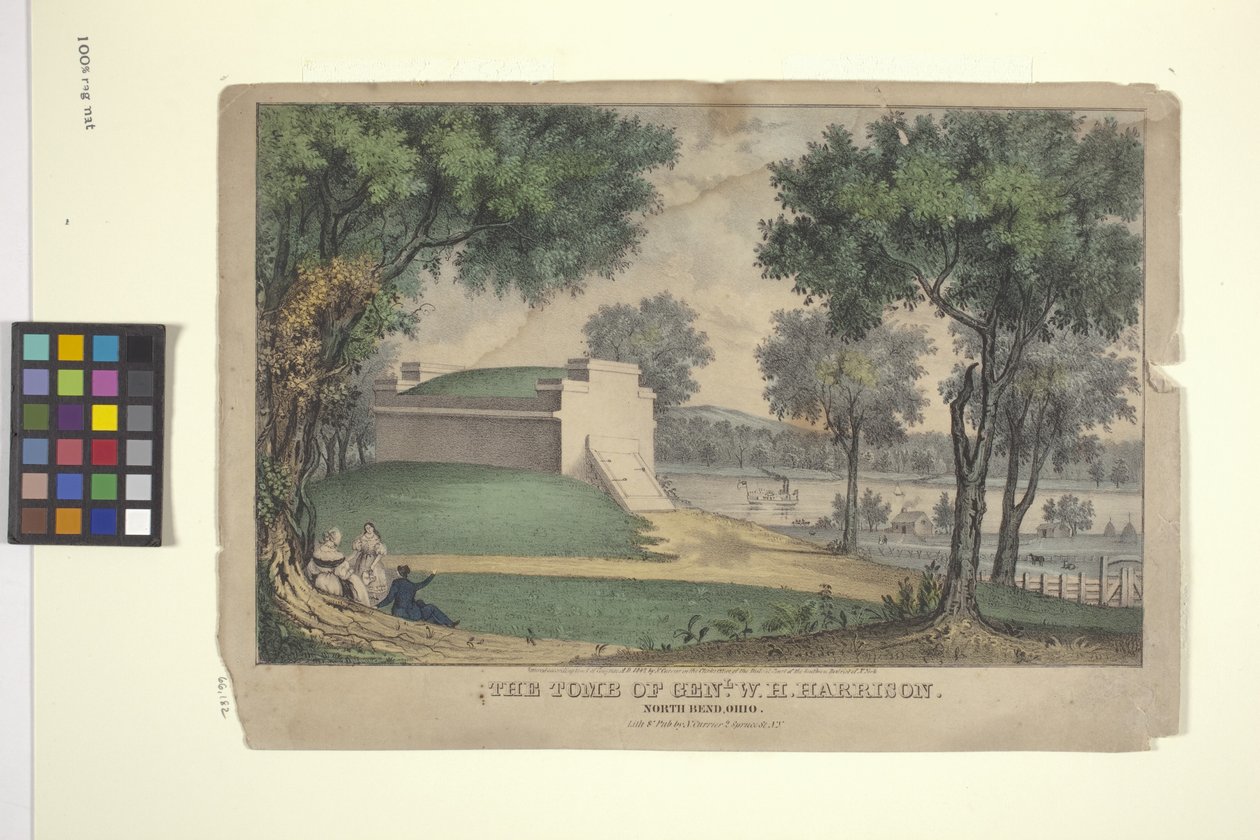 A Tumba de Genl. W. H. Harrison (litografia colorida à mão) de Nathaniel Currier
