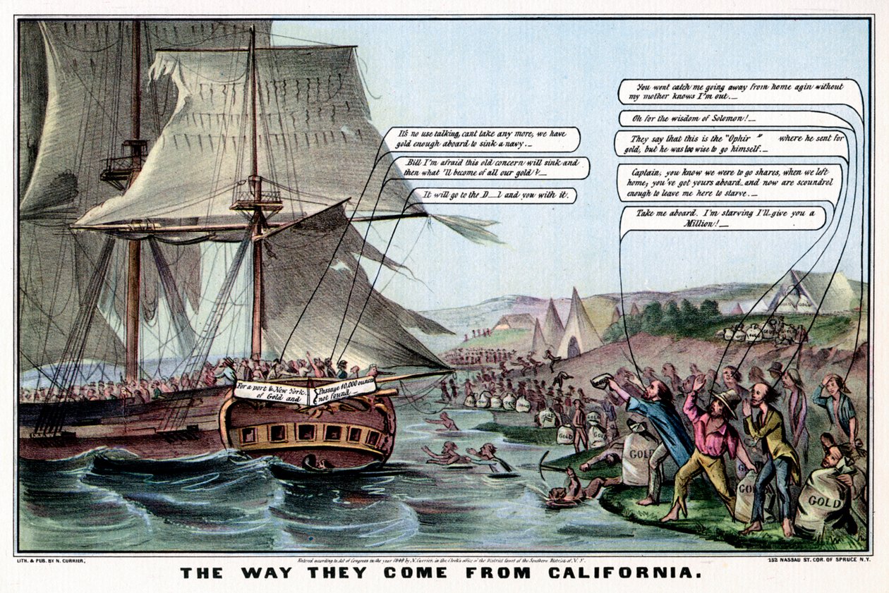 A maneira como eles vêm da Califórnia, 1849 1937. de Nathaniel Currier