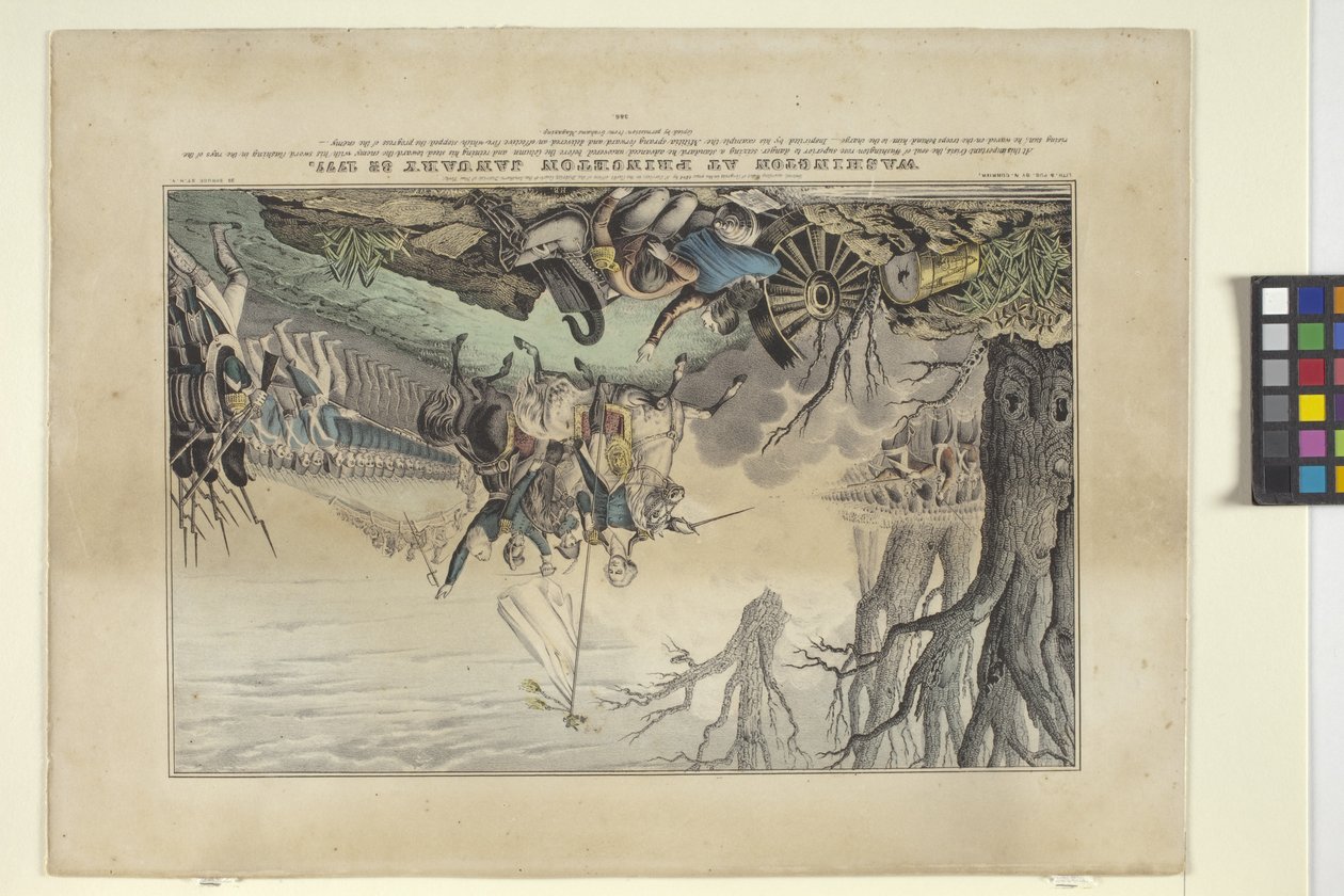 Washington Em Princeton, 30 de Janeiro de 1777 (litografia colorida à mão) de Nathaniel Currier