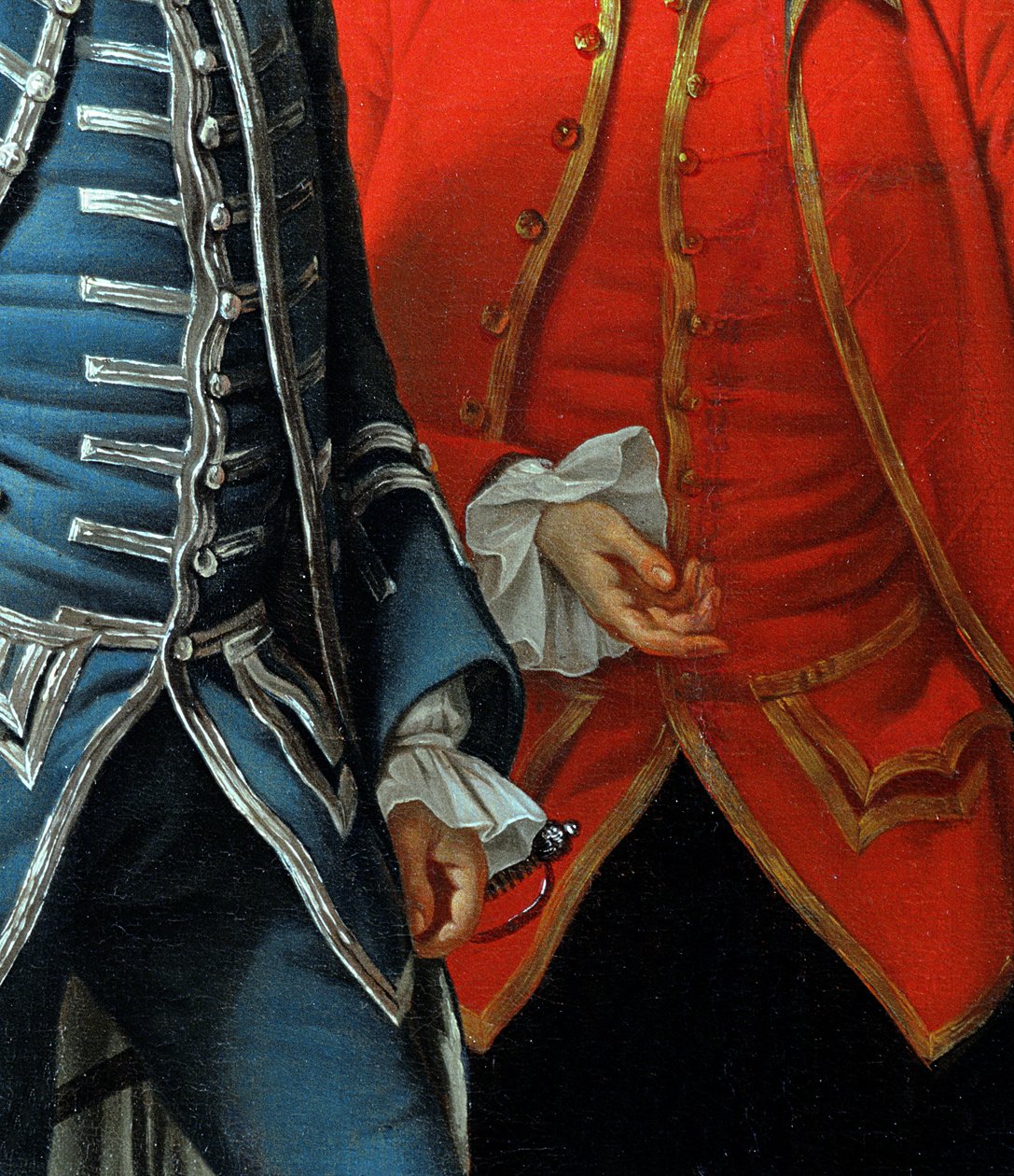 James Grant de Grant, John Mytton, o honorável Thomas Robinson e Thomas Wynne, detalhe c.1760 de 162478 óleo sobre tela de Nathaniel Dance Holland