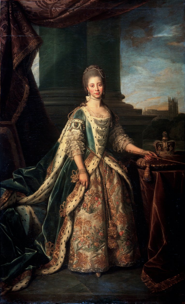 Retrato de Charlotte de Mecklenburg-Strelitz, esposa do rei George III da Inglaterra, 1773 de Nathaniel Dance Holland