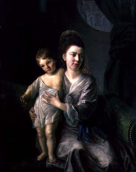 Anne Gardiner com seu filho mais velho Kirkman de Nathaniel Hone