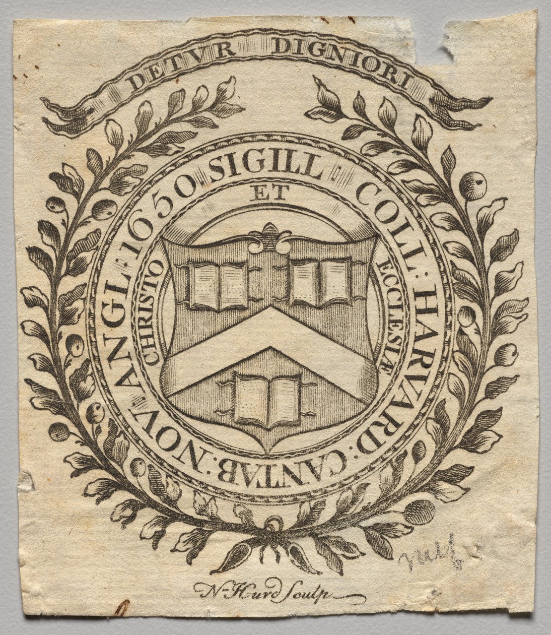 Bookplate: Selo do Harvard College de Nathaniel Hurd