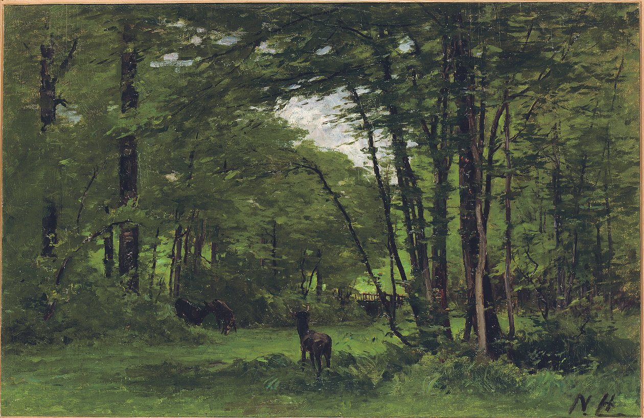 A cerca de fronteira, floresta de Fontainebleau, c.1868 de Nathaniel II Hone