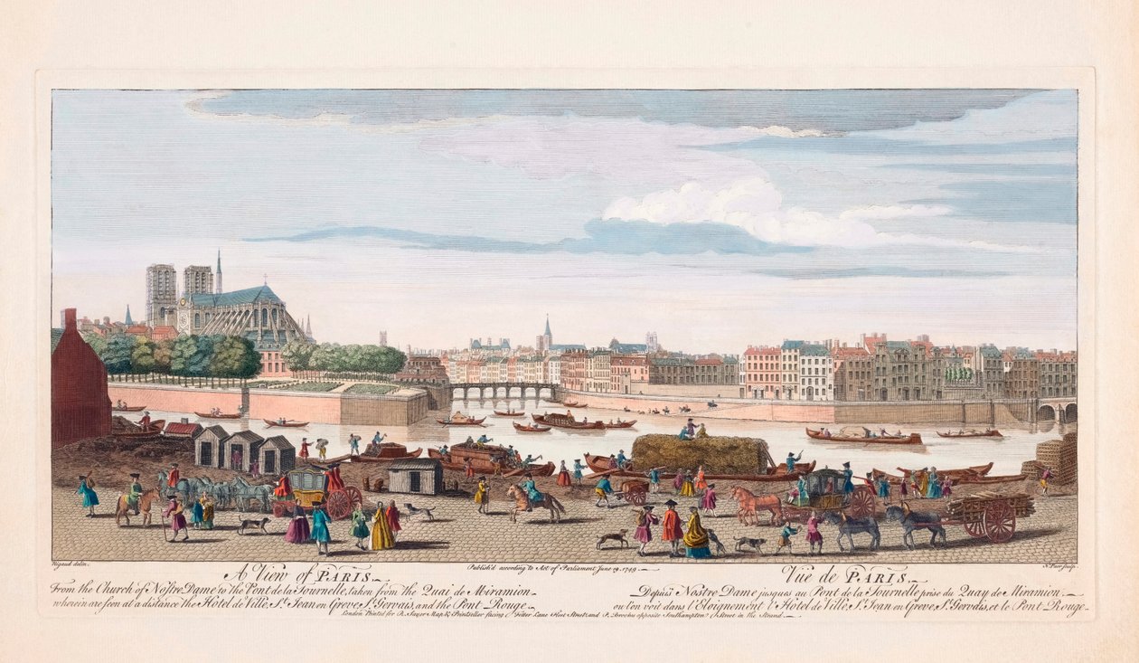 Vista do século XVIII de Paris, França (gravura) de Nathaniel Parr