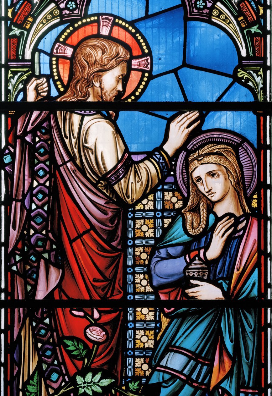 Cristo e Maria Madalena, 1863 (vitral) de Nathaniel Westlake