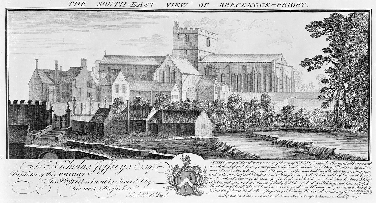Vista Sudeste do Priorado de Brecknock, 1741 de Nathaniel and Samuel Buck