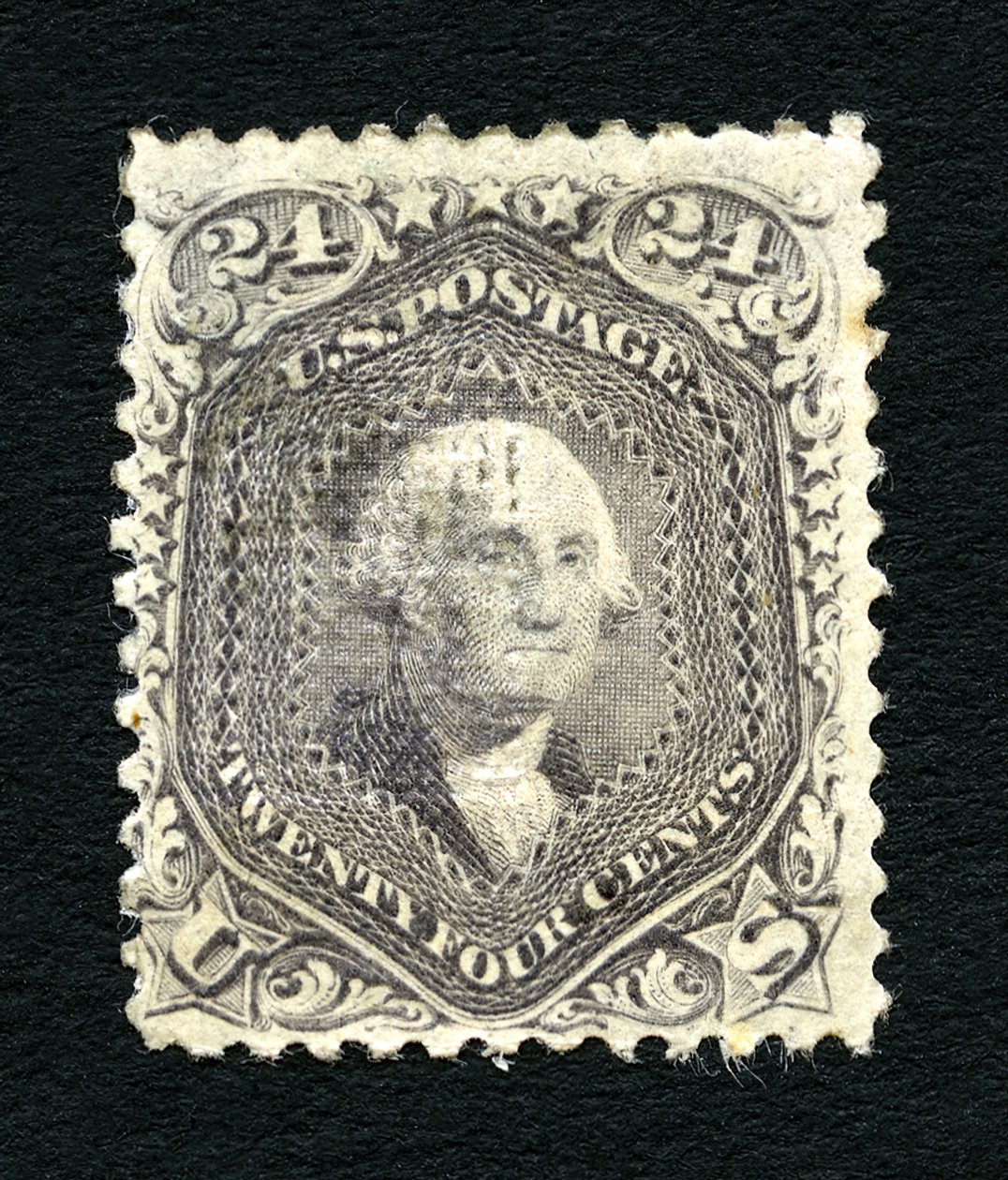 24c Washington F Grill único, 1867. de National Bank Note Company