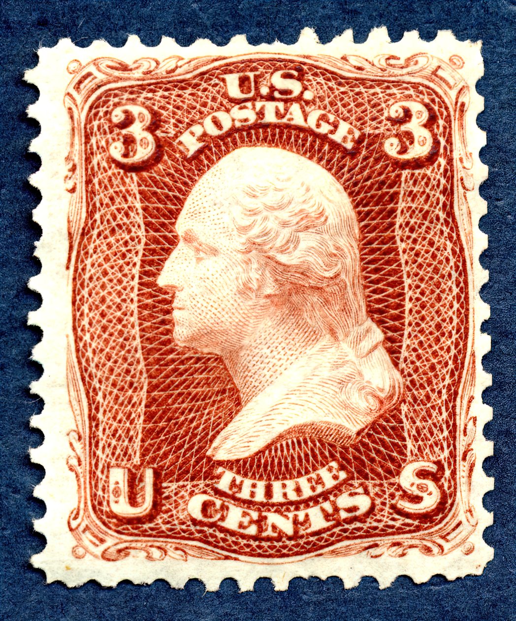 3c Washington reedição single, 1875. de National Bank Note Company