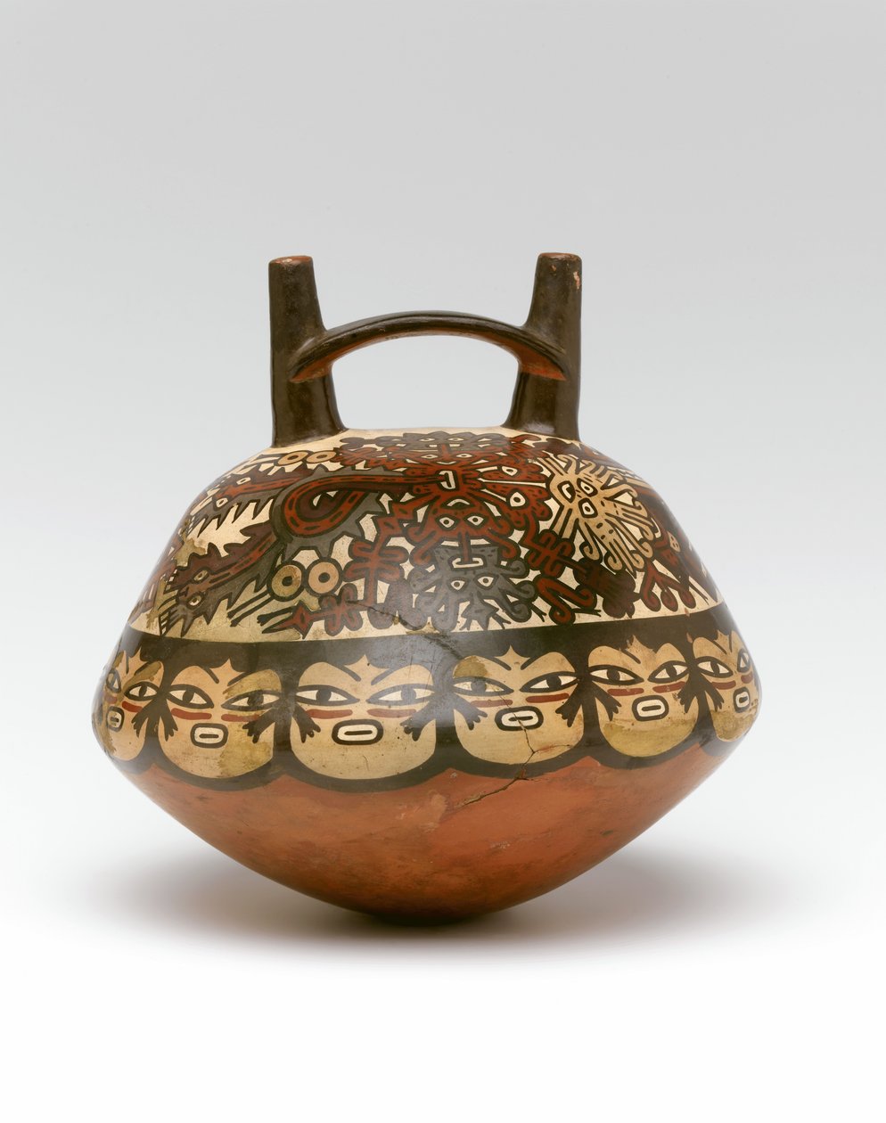 Bica dupla e garrafa ponte, do Peru, 100 BC-600 AD (cerâmica) de Nazca Culture