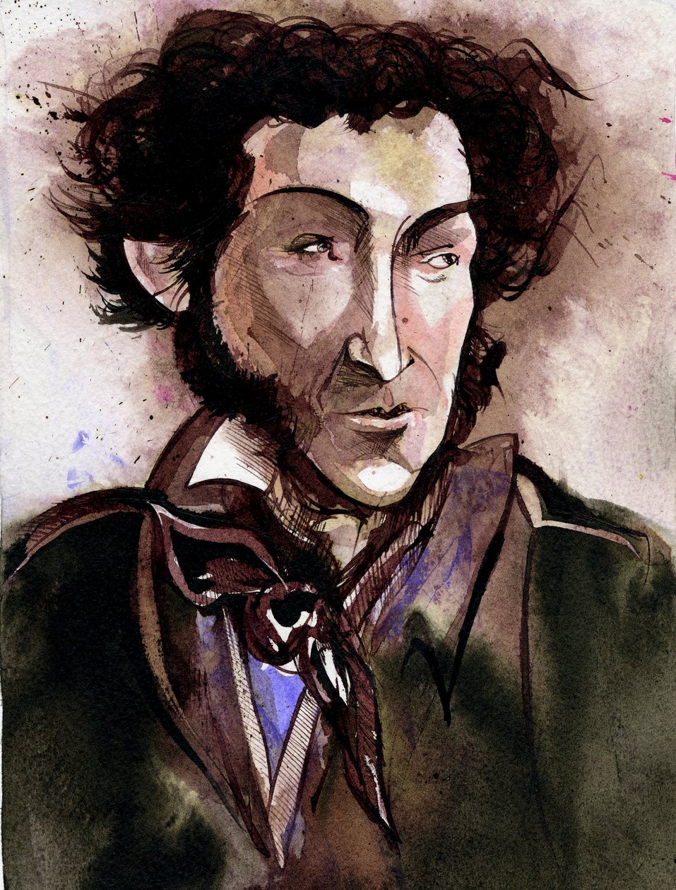 Alexander Pushkin - caricatura do poeta e escritor russo de Neale Osborne