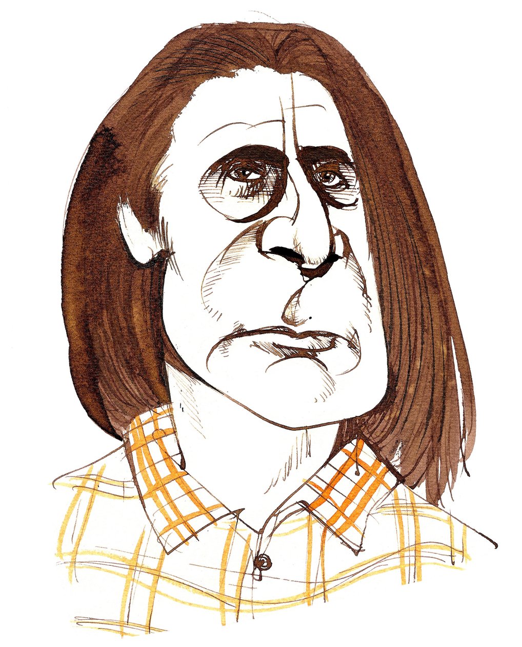Alfred Schnittke, compositor russo (1934-1998); caricatura de Neale Osborne