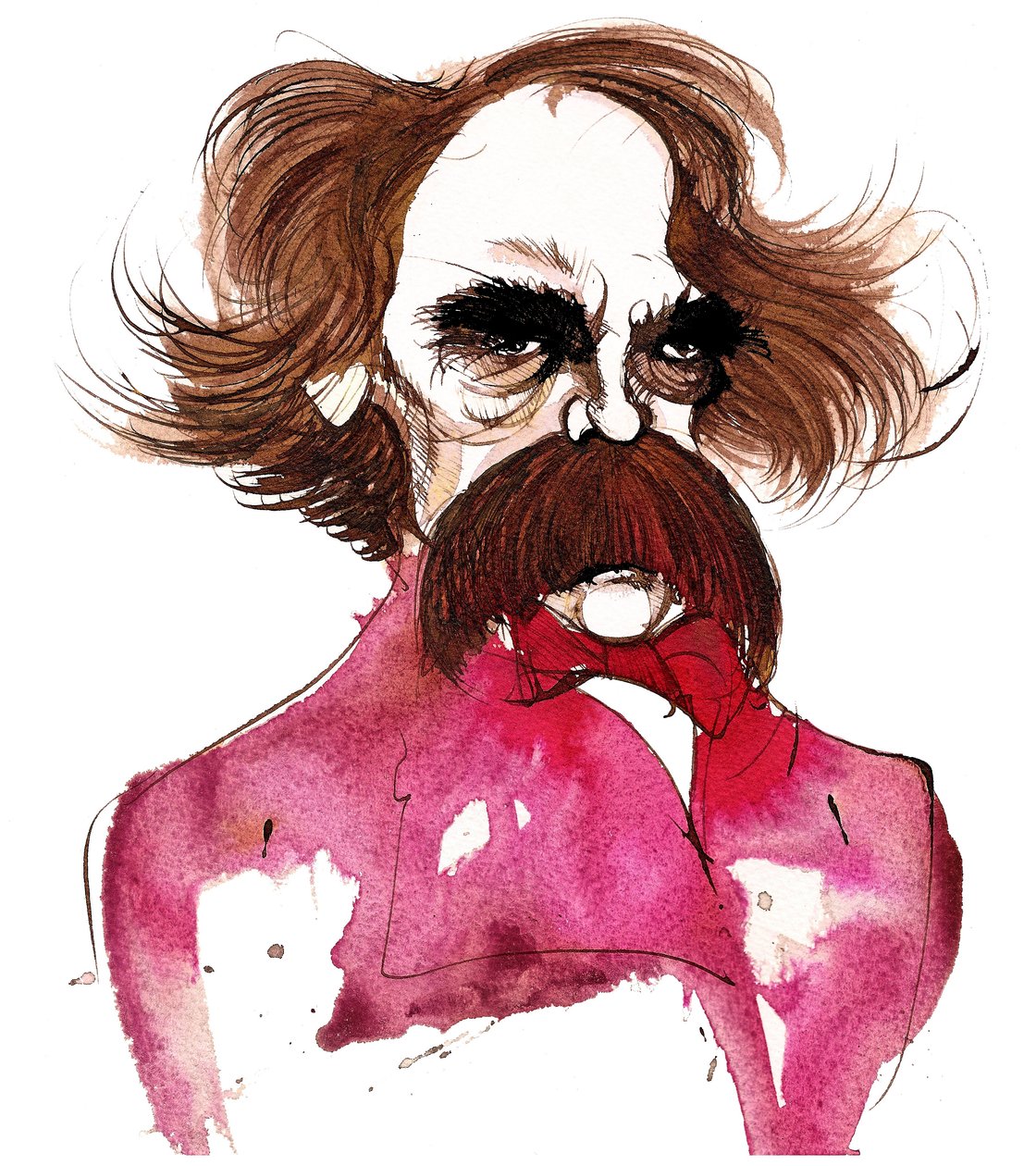 Escritor americano Nathaniel Hawthorne (1804-64); caricatura de Neale Osborne