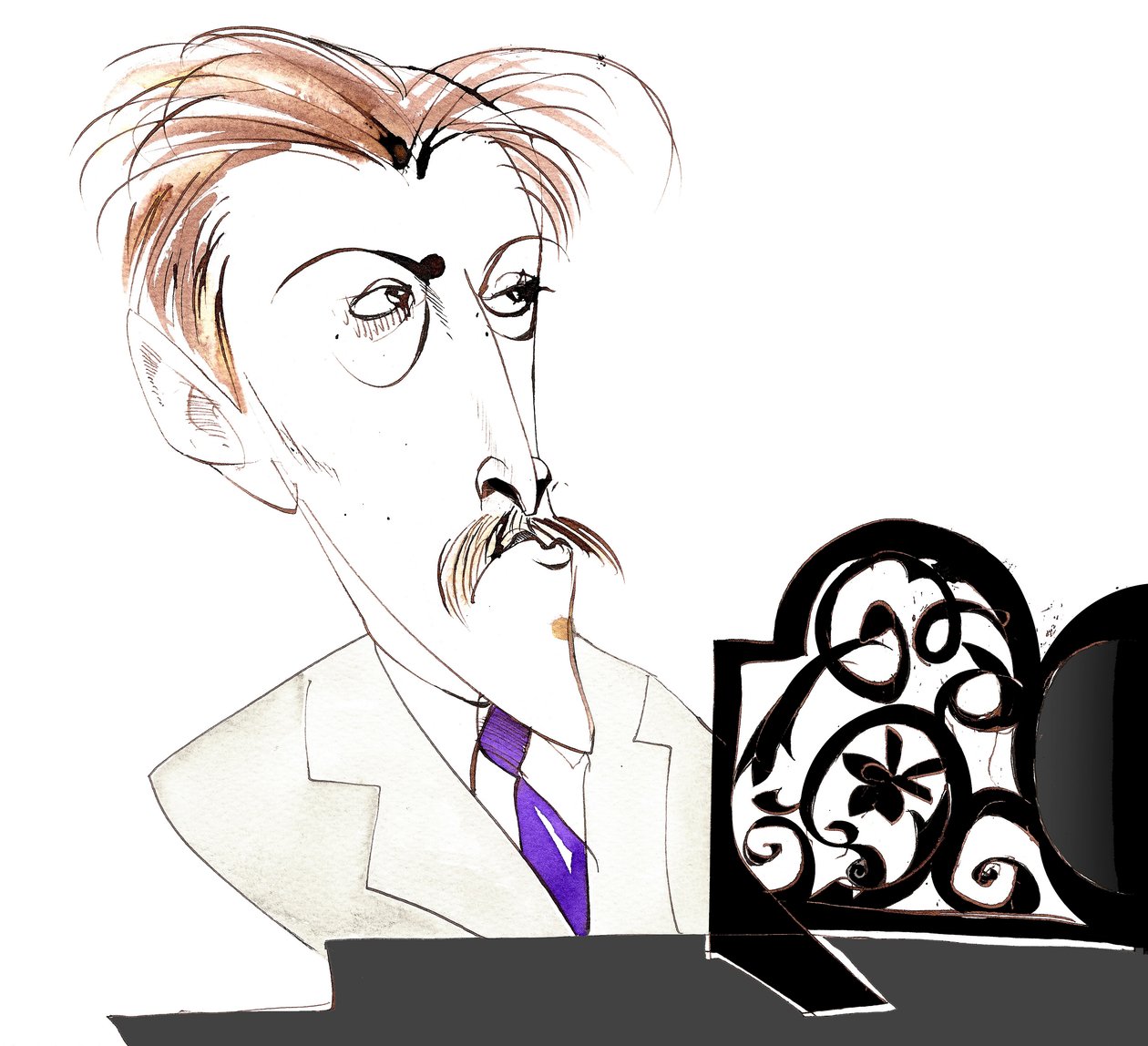 Arthur Bliss - compositor e maestro inglês (1891-1975); caricatura de Neale Osborne