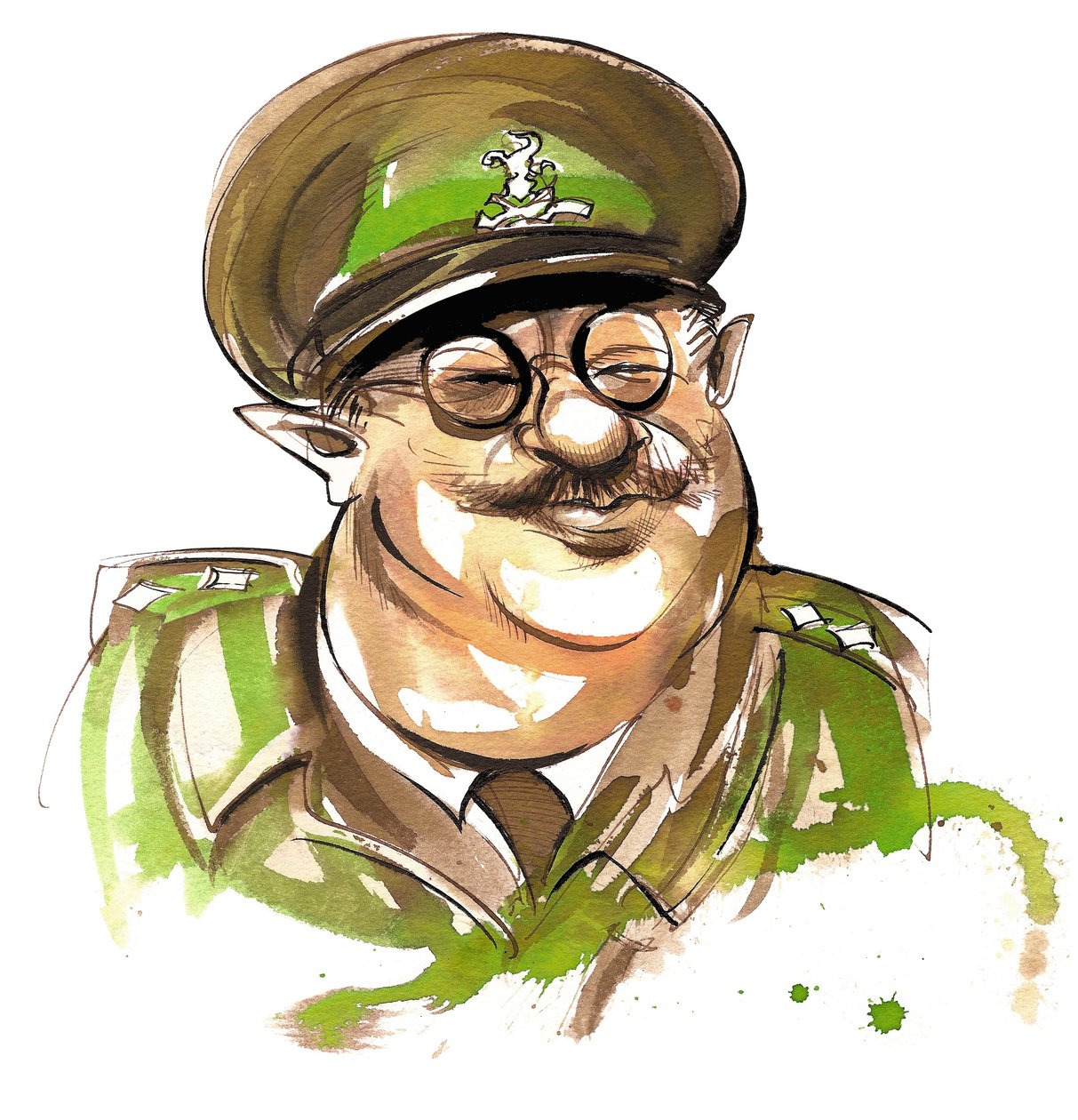 Arthur Lowe como capitão George Mainwaring na comédia de televisão da BBC Dads Army de Neale Osborne